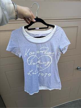 kangaROOS Light Gray Cotton Layered Short-Sleeve Graphic Tee